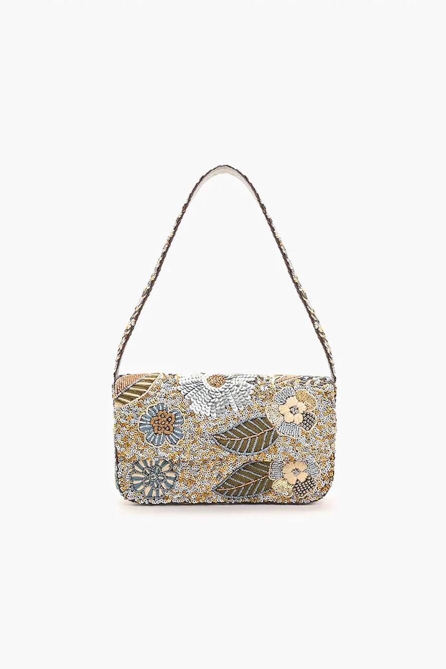 NEW AMERICA & BEYOND women's shimmer shoulder bag in golden hour